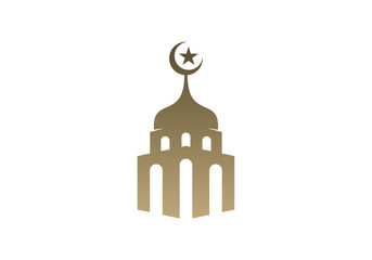 Mosque Simple icon logo design vector. Mosque Moslem icon vector Illustration design template.