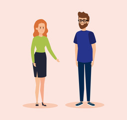 Obraz premium woman and man with casual clothes and hairstyle