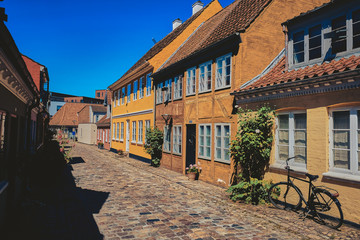 Beautiful Streets of the Old City. Odense, Denmark.