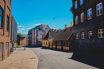 Fototapeta na wymiar Beautiful Streets of the Old City. Odense, Denmark.