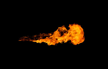 Fire flames on black background.