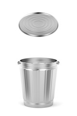 Metal trash can with lid