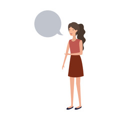 young woman with speech bubble avatar character
