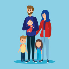 cute man and woman with their sons and daughter