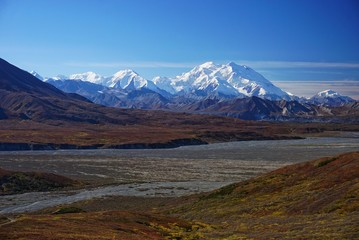 Beautiful view on Mt. Denali in national park Denali in Alaska