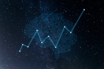Concept augmented analytics. Business analytics and financial technology concept. AI(Artificial...