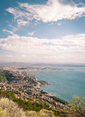 Fototapeta na wymiar Panoramic view of the beautiful city of Trieste in Italy
