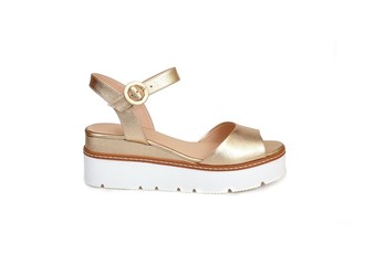 Comfortable beautiful sandals isolated on white background	