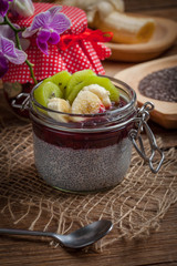 Chia seed pudding with fruit.