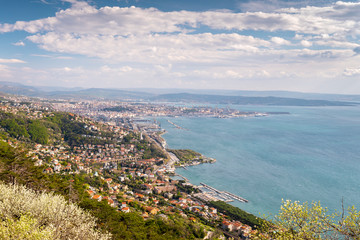 Fototapeta premium Panoramic view of the beautiful city of Trieste in Italy