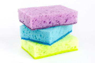 Obraz na płótnie Canvas colored sponges for washing dishes and other domestic needs