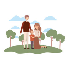 couple of parents with son in landscape avatar