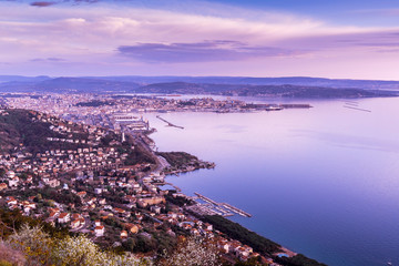 Panoramic view of the beautiful city of Trieste in Italy