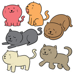 vector set of cats