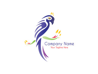 Abstract And Unique Lovebird vector design template. An exotic bird on white background 