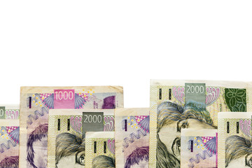 Czech money close-up on the white background