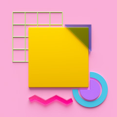 3d illustration. Frame Mockup with abstract colored forms. - Illustration
