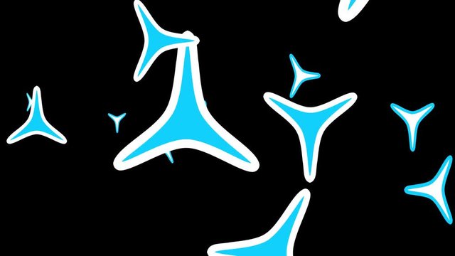 Colored triangle with white side strokes, rotating on a black background. Triangle animation background