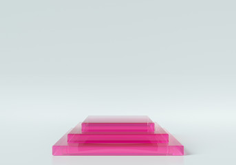 3d Scene rendering of geometric shape abstract background with pink color podium in minimal design. - Illustration