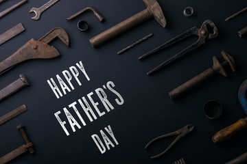 Fathers day greeting card concept. Flat lay.