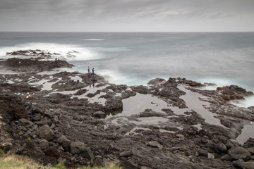 Wavy ocean in Mosteiros coast Sao Miguel island Azores archipielago Portugal