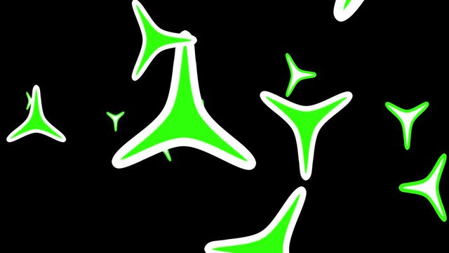Colored triangle with white side strokes, rotating on a black background. Triangle animation background