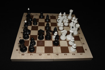 Chessboard with black pawns like a skill theme