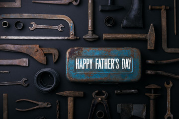 Fathers day greeting card concept. Flat lay.