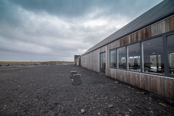 Naklejka na ściany i meble Restaurant at Fjallsarlon glacier in Iceland
