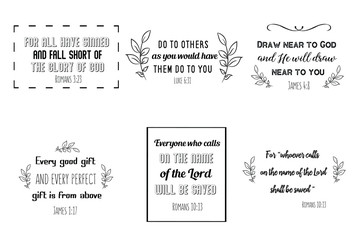 Set of Christian sayings. Bible verses vector quotes for typography and Social media post