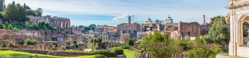 Roman Forum in sunny day, Rome, Italy - obrazy, fototapety, plakaty