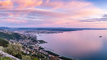 Panoramic view of the beautiful city of Trieste in Italy
