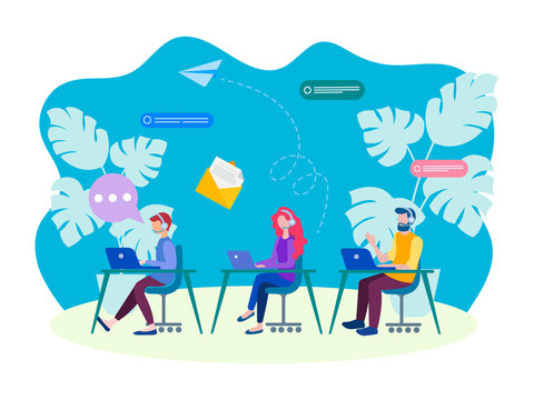 The concept of communication, online help, hotline, receiving calls in the office, tour desk, call center