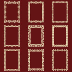 Set of rectangular vintage frames isolated background. Vector design elements that can be cut with a laser. A set of frames made of decorative lace borders.