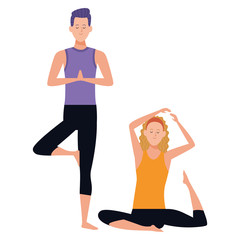 Obraz na płótnie Canvas couple yoga poses