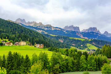Naklejka na ściany i meble Panorama View of the Alps Mountains