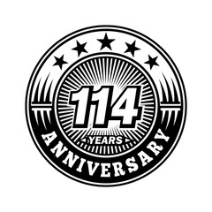 114 years anniversary. Anniversary logo design. Vector and illustration.