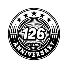 126 years anniversary. Anniversary logo design. Vector and illustration.