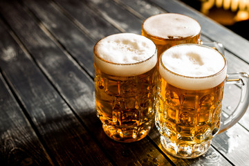  Beer mugs close-up. 