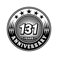 131 years anniversary. Anniversary logo design. Vector and illustration.