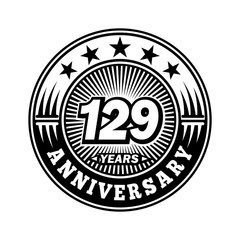 129 years anniversary. Anniversary logo design. Vector and illustration.