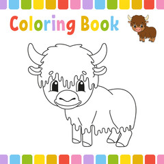 Coloring book pages for kids. Cute cartoon vector illustration.