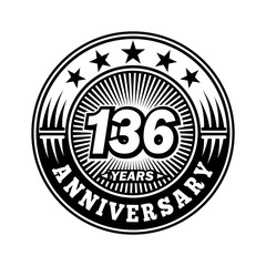 136 years anniversary. Anniversary logo design. Vector and illustration.
