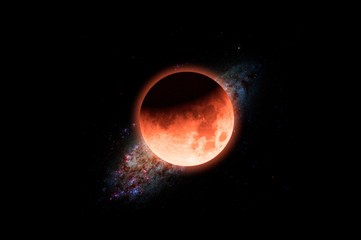 moon eclipse view from space,elements of this image furnished by nasa n