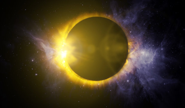 Total Solar Eclipse, View From Space, Elements Of This Image Furnished By Nasa B