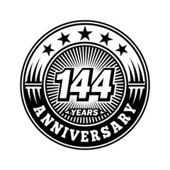 144 years anniversary. Anniversary logo design. Vector and illustration.