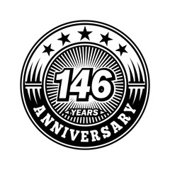 146 years anniversary. Anniversary logo design. Vector and illustration.