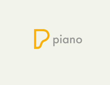 Linear icon logo letter P and piano for company