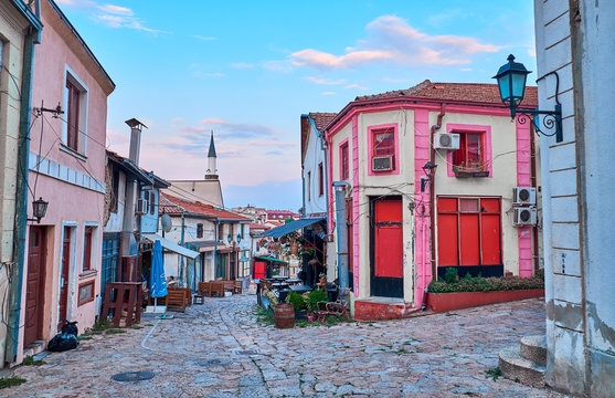 SKOPJE, MACEDONIA -AUGUST 7 2018: Streets of the Old City