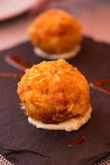 Round chicken and serrano ham croquettes Spain